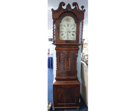 Longcase clock, dial marked J.Richmond-Stockton, 8 day striking movement, night / time repeater, with pendulum and weights.