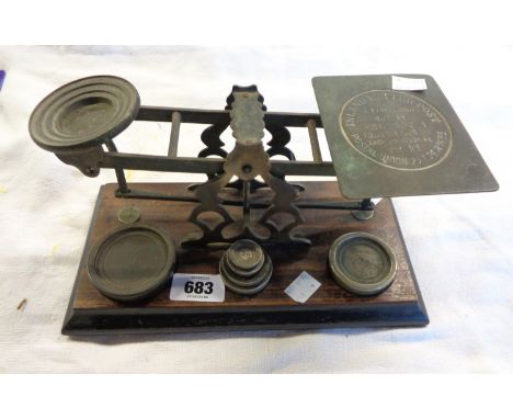A set of Victorian postal scales and weights