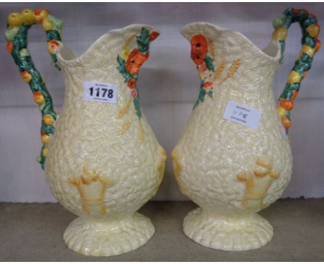 A pair of Clarice Cliff Celtic Harvest jugs