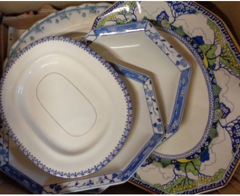 Five meat plates including Aynsley, Wilkinson, Doulton, etc.