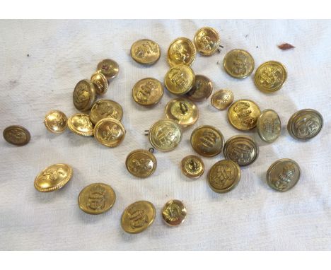 A small collection of vintage Royal Navy and Merchant Navy buttons, etc.