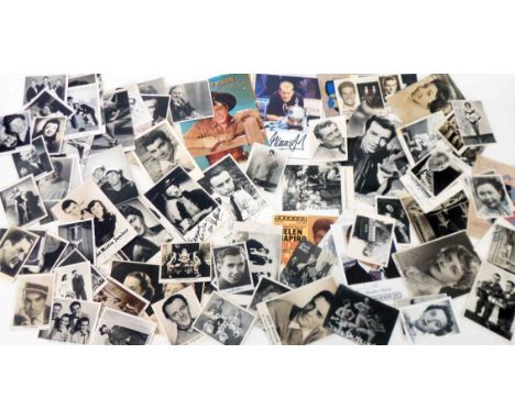A collection of signed vintage photographs, various formats and performers, mainly mid 20th Century