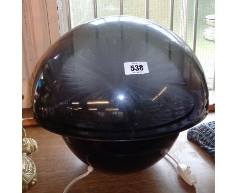 A 1970`s Crestworth Galaxy fibre optic table lamp, with dome cover and black pedestal base