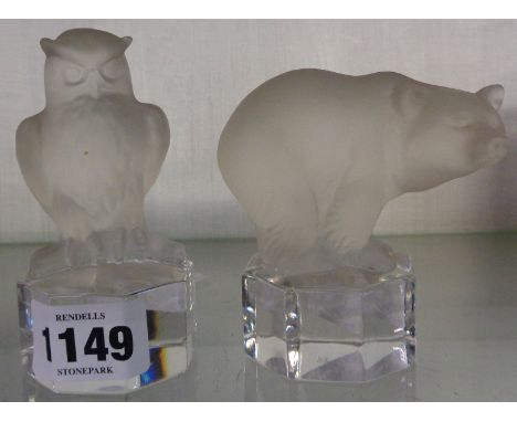 Two Goebel glass animals, bear and owl