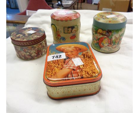 Two vintage Thornes' Toffee tins and two other tins