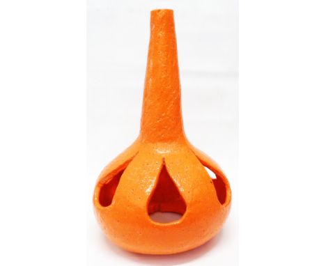 A retro French orange glazed pottery lamp base
