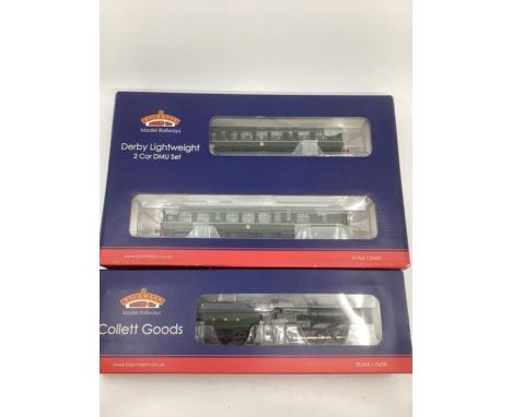 Model Railway interest; Bachmann 32-516 Derby Lightweight and. 32-310 Speed whisker Collett Goods GWR green boxed as sold (2)