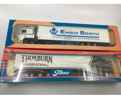 Tekno fine toy trucks scale 1:50 Thorburn 02/1996 46 and Ewan Booth 12/2000 86 both boxed and unused (2)