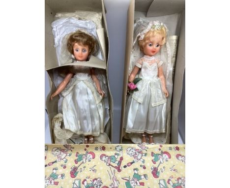 *** REOFFER IN JUNE 7TH SALE***Vintage 1961 boxed 17” good ( likely Palitoy for the retailer)childhood Bride dolls ;2 boxed 1