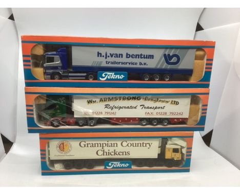 Tekno fine Model trucks HJ van bentum ,William Armstrong 03/200 British collection,Grampian country food group trucks - boxed