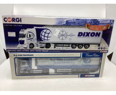 Corgi cc15804 Mercedes truck Dixon trailer and cc12908 scania top line LE Jones Ruthin boxed unused toys (2)