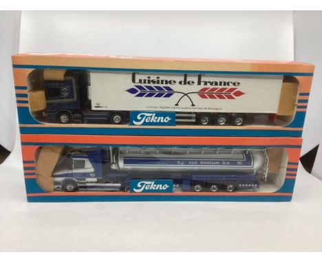 Tekno Fine Model trucks : 1:50 scale-Delaney &nbsp;cuisine02/2001 and H J Van Bentum BV tanker unit- boxed and unused toy mod