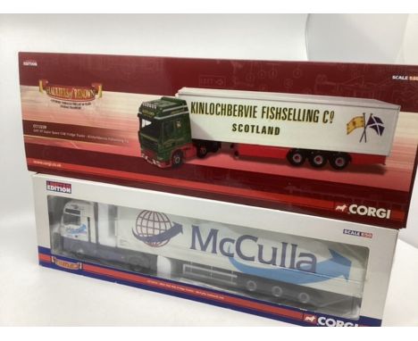 Corgi trucks boxed and unused to include a cc 13239 DAF kinlochberne superspace fishselling truck and a mcculla Ireland truck