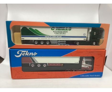 Tekno : Model 1;50 scale model trucks :Oneills &nbsp;06/2001 no 6 and McGowan Irish collection no 91 boxed and unused trucks 