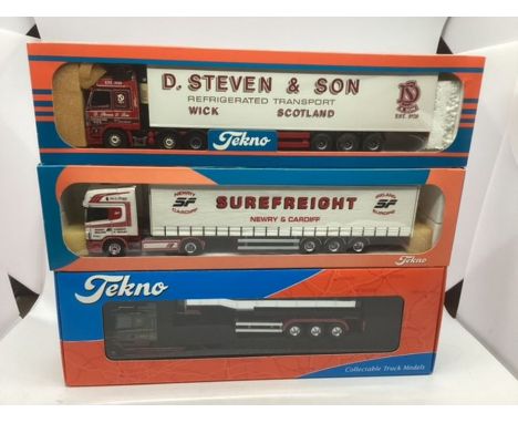 Tekno the British collection 1: 50 scale trucks : D Steven 05/1997 56, Baird Bros 06/2003 112, Surefreight 06/2003 all boxed 