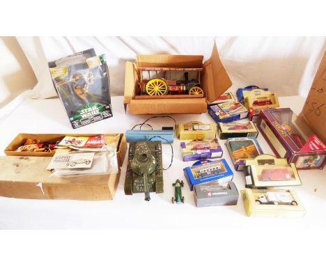 Vintage toy interest, to include a Steam Tom Varley engine, boxed Darraco 1904 construction kit . A Star Wars boxed Stap and 