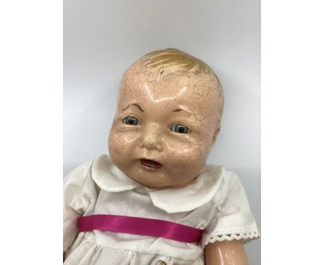 Largest Bubbles  Effanbee antique baby doll character face ;model doll made 25” tall Composition Effanbee Bubbles Large tin-e