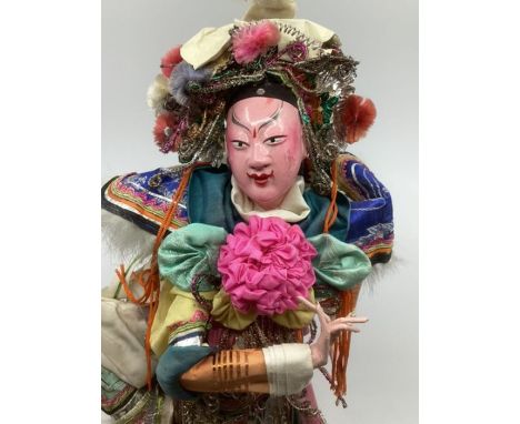 Large Intricate Vintage antique Painted head doll from Singapore 1950s dressed in wonderful costume with great detail and a g