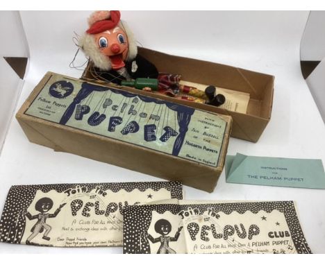 Pelham Puppet &nbsp;doll 1950s Mr Macboozle , with all paperwork, puppet with bottle of beer and open close mouth and peplum 