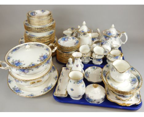 An extensive Royal Albert Moonlight Rose pattern part dinner and tea service,  to include a pair of tureens, oval meat dish, 