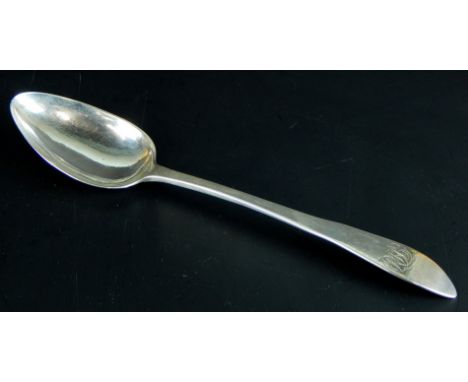 An unusual Maltese silver Old English pattern spoon, engraved with the initial JPS, 1¼oz.