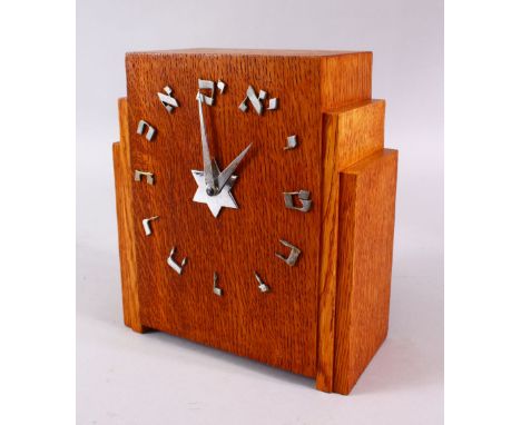A GOOD LONDON MADE BULLE JEWISH JUDAICA MANTLE CLOCK, the face with on laid Hebrew numbering, with a centre star and hands, w