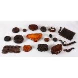 A MIXED LOT OF 17 CHINESE CARVED WOODEN STANDS, of varying timber, style and sizes.