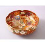 A JAPANESE SATSUMA CERAMIC MILLEFLEUR BOWL, decorated with thousand flower style decoration with
