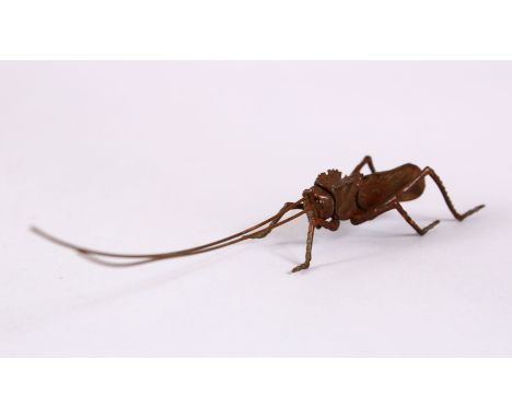 A JAPANESE BRONZE FIGURE OF A GRASS HOPPER, 7.5Ccm
