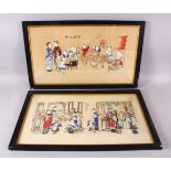 TWO 19TH / 20TH CENTURY CHINESE COLOURED PRINTS, the first depicting a procession or carnival with