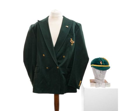 THE RUGBY UNION CLUB HOUSE: MARIUS HURTER MATCH WORN SOUTH AFRICA 1995 WORLD CUP JERSEY, bearing inner collar Cotton Traders 