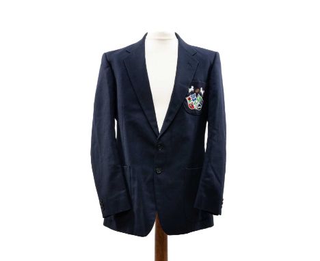 THE RUGBY CLUB HOUSE: BARBARIANS RFC BLAZER of Kenneth Jeffrey Jones OBE (Ken Jones) (1921- 2006), dark blue, blazer with emb