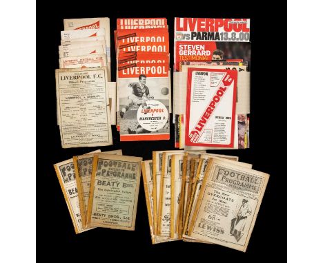 THE FOOTBALL CLUB HOUSE: LIVERPOOL PROGRAMMES OF SEASONS 1921 - 2000, programmes of note include 11 from 1921 - 1930: Wolverh