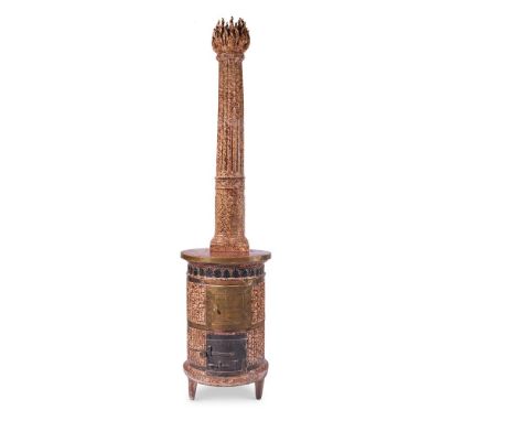 A FAUX MARBLE DECORATED GLAZED TERRACOTTA AND COMPOSITION STOVE  ITALIAN, FIRST HALF 19TH CENTURY  Fitted with two doors, the
