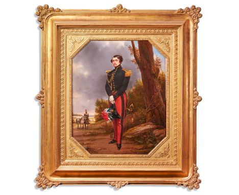 LOUIS RICQUIER (BELGIAN 1792 - 1884) AND CATERINA CANETTI (ITALIAN 20TH CENTURY) PORTRAIT OF CHARLES REILLE Oil on panel Sign
