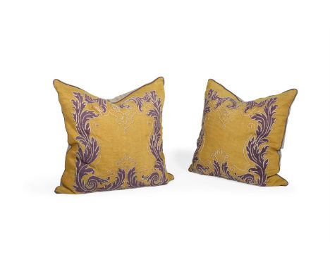 A PAIR OF BRODERIE CUSHIONS  BY JEAN FRANCOIS LESAGE  each approx 57 x 57cm   Condition Report:  Relatively modern- one secti