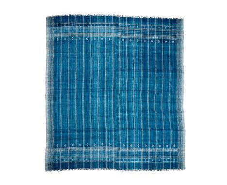 TWO LARGE BHUJODI WOOL THROWS  INDIAN, 20TH CENTURY  Blue and white pattern  265cm x 289.5cm and 265 x 280.5cm    Condition R