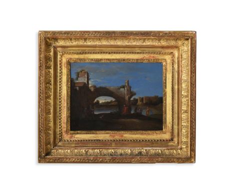 FILIPPO NAPOLETANO (ITALIAN 1587-1629) LANDSCAPE WITH A RUINED ARCH Oil on panel 14 x 19.5cm (5½ x 7½ in.) Provenance: Tribun