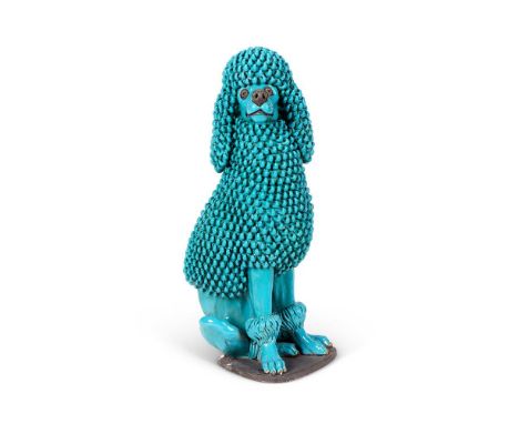 A LIFE-SIZED BLUE GLAZED RED POTTERY POODLE ITALIAN, 2ND HALF 20TH CENTURY 68.5 cm high Provenance: Brownrigg, where purchase