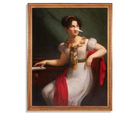 AUGUSTINE GOBLER (RUSSIAN 19TH CENTURY) AND CATERINA CANETTI (20TH CENTURY) PORTRAIT OF A LADY AT HER DESK Oil on canvas Sign