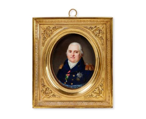Y &nbspAFTER JEAN-BAPTISTE JACQUES AUGUSTIN (1759-1832) A PORTRAIT MINIATURE OF LOUIS XVIII, KING OF FRANCE (1755-1824)  19TH