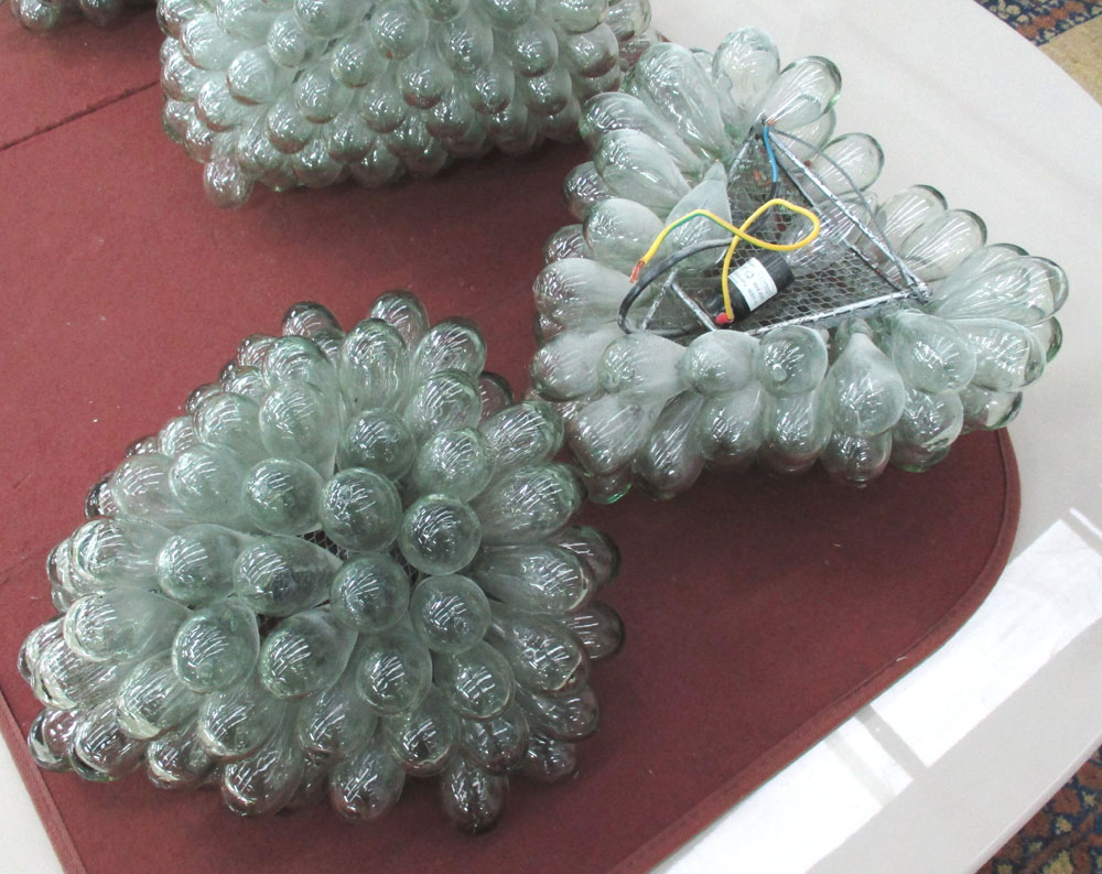 CHANDELIERS, a pair, from Liberty, 'Bunch of Grapes', glass CHANDELIERS, a pair, from Liberty, 'Bunch of Grapes', glass