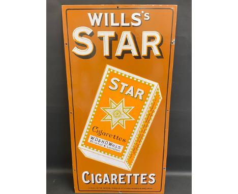 A Wills's Star Cigarettes pictorial packet enamel sign in superb near mint condition, 18 x 36".