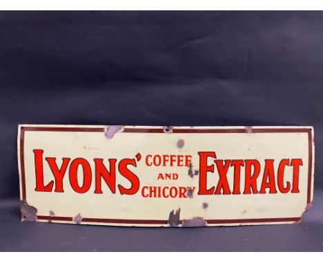 A Lyons' Coffee &amp; Chicory Extract rectangular enamel sign, with good gloss, 35 1/2 x 12".
