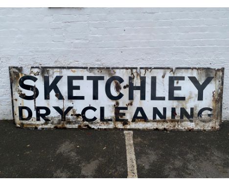A large Sketchley Dry Cleaning rectangular enamel sign, 120 x 36".