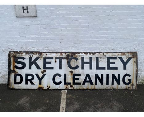 A large Sketchley Dry Cleaning rectangular enamel sign, 120 x 36".