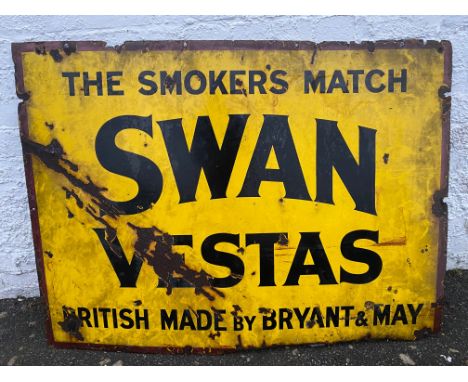 A large Swan Vestas 'The Smoker's Match' rectangular enamel sign, 48 x 36".
