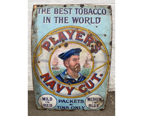 A Player's Navy Cut 'sailor' pictorial enamel sign by Patent Enamel, 40 x 60".
