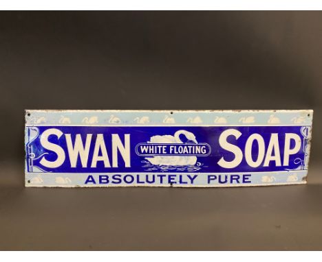 A Swan Soap part pictorial enamel sign, of good small size, some areas of restoration, 30 x 8".