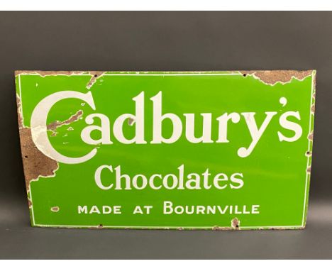 A Cadbury's Chocolates 'made at Bournville' rectangular enamel sign, 24 x 14".